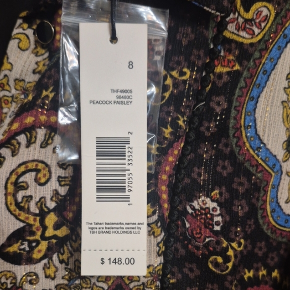 T Tahari Multicolor Paisley Long Sleeve Dress - Picture 3 of 11